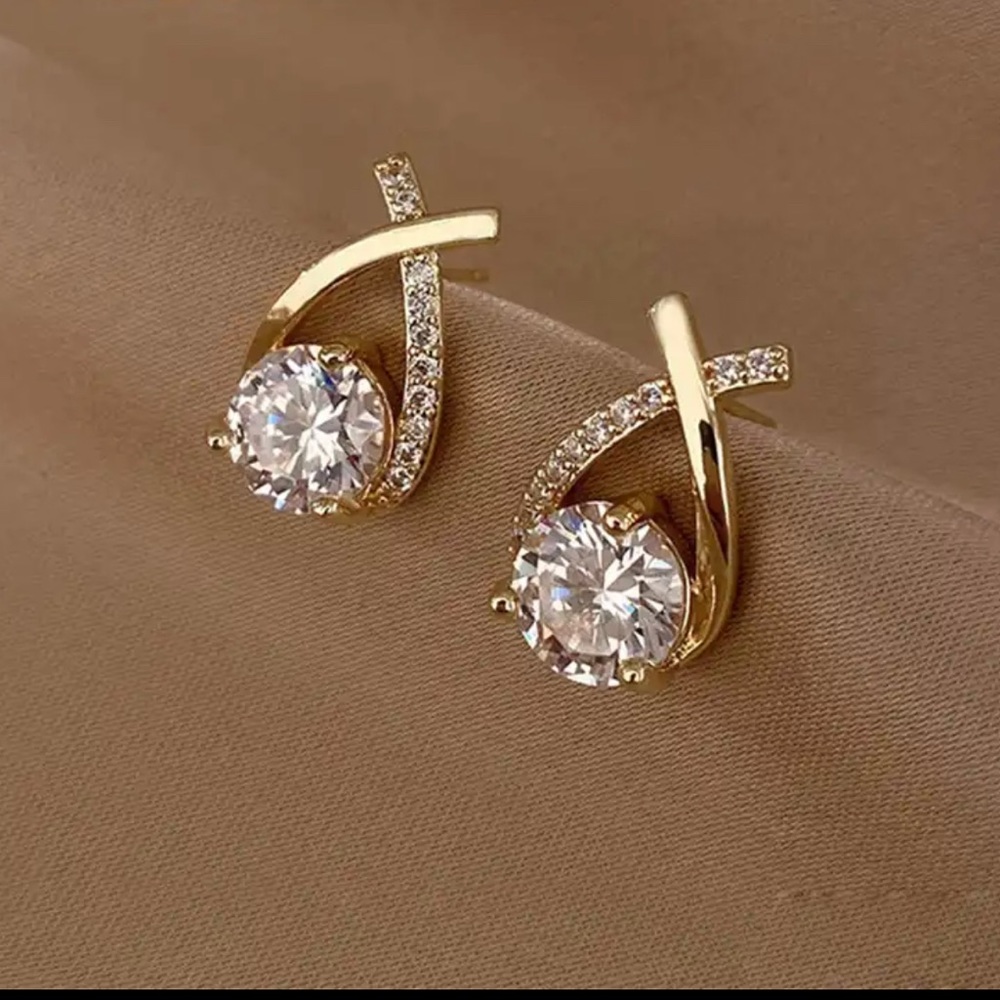 Elegant Gold and Silver Crystal Earrings